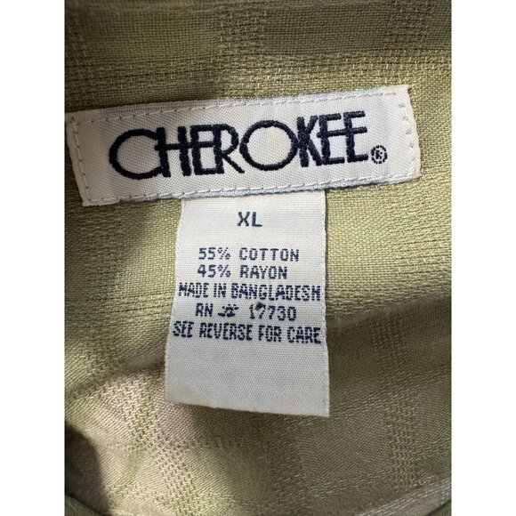 Cherokee XL Mens Green Floral Short Sleeve Button-Up Shirt - Picture 10 of 16